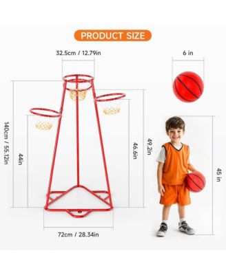 4-Hoop Kids Basketball Set, Multi-Height Fixed Hoops for Family & Group Play