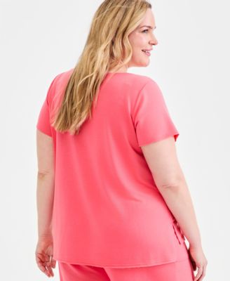Plus Size Lux Soft French Terry Raw-Hem Top