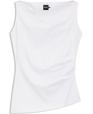 BOSS by Women's Mercerized Cotton Cowl-Neck Asymmetric Top