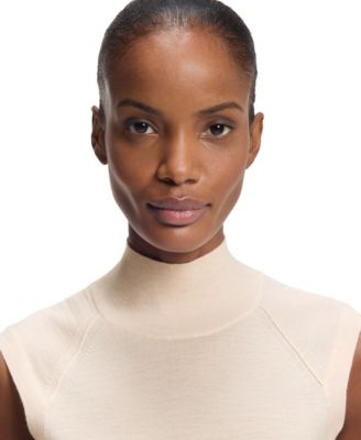 BOSS by Women's Merino Wool Sleeveless Mock Neck Top