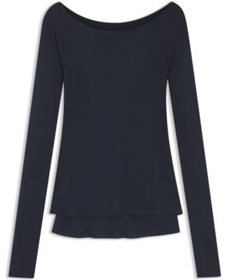 BOSS by Women's Sheer Jersey Double-Layered Jersey Top
