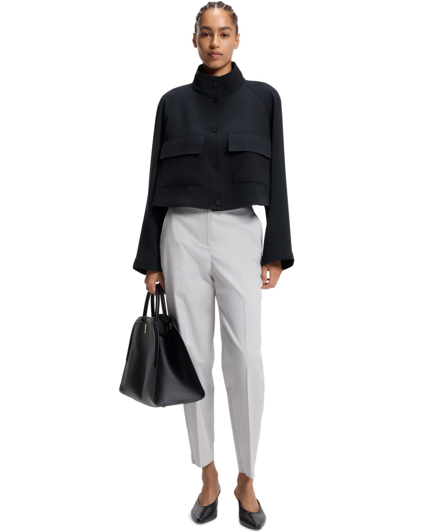 Женский пиджак Hugo Boss BOSS by Wrinkle-Resistant Crepe Modern-Fit Blazer, цвет: Тёмный синий — фото 2