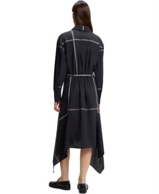 BOSS by Women's Cotton Canvas Collared Shirt Dress