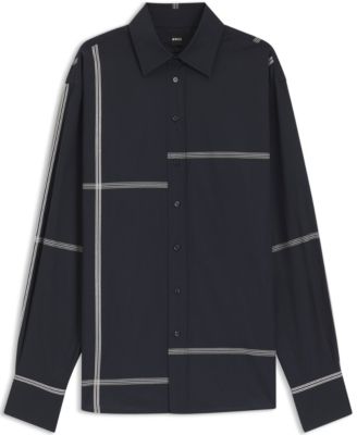 BOSS by Women's Cotton Canvas Relaxed-Fit Blouse