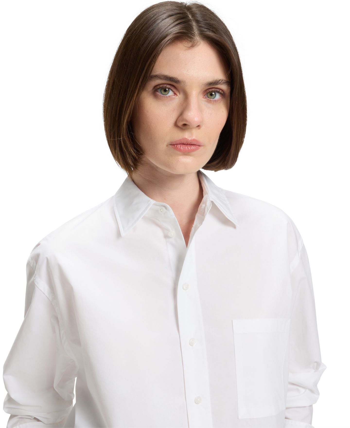 Женская блузка Hugo Boss BOSS by Cotton Oversized-Fit, цвет: Белый — фото 4