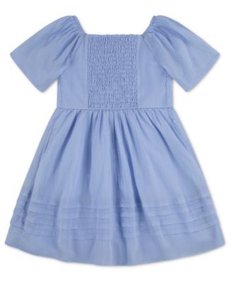 Girls' Pintuck Square Neck Mini Dress
