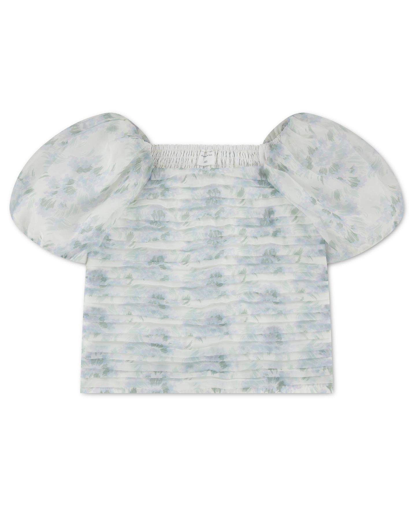 Детский топ abercrombie kids Emerson из органзы с пышными рукавами и квадратным вырезом, цвет: Чёрный — фото 1