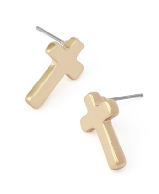 Gold Cross Stud Earrings