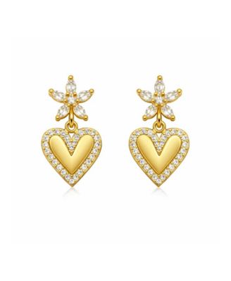 Hollywood Sensation Bloom Heart Drop Earrings - Gold