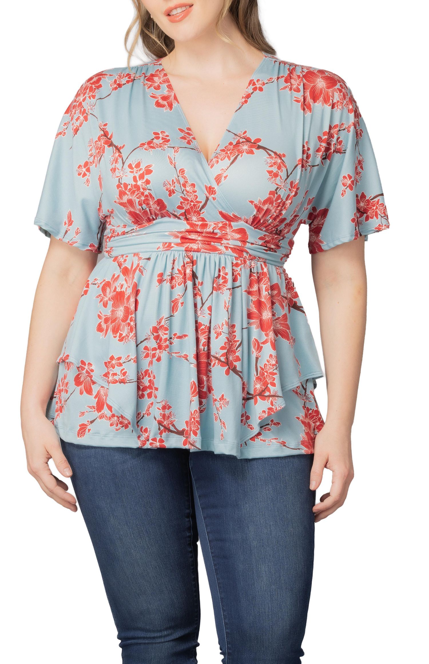 Plus Size Encore Short Sleeve Printed Top