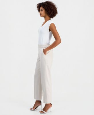 Petite Tab-Waist Pull-On Trousers