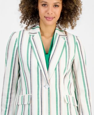 Women's Striped Flap-Pocket Blazer