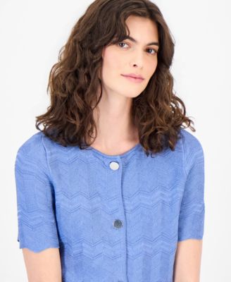 Women's Zigzag Short-Sleeve Cardigan
