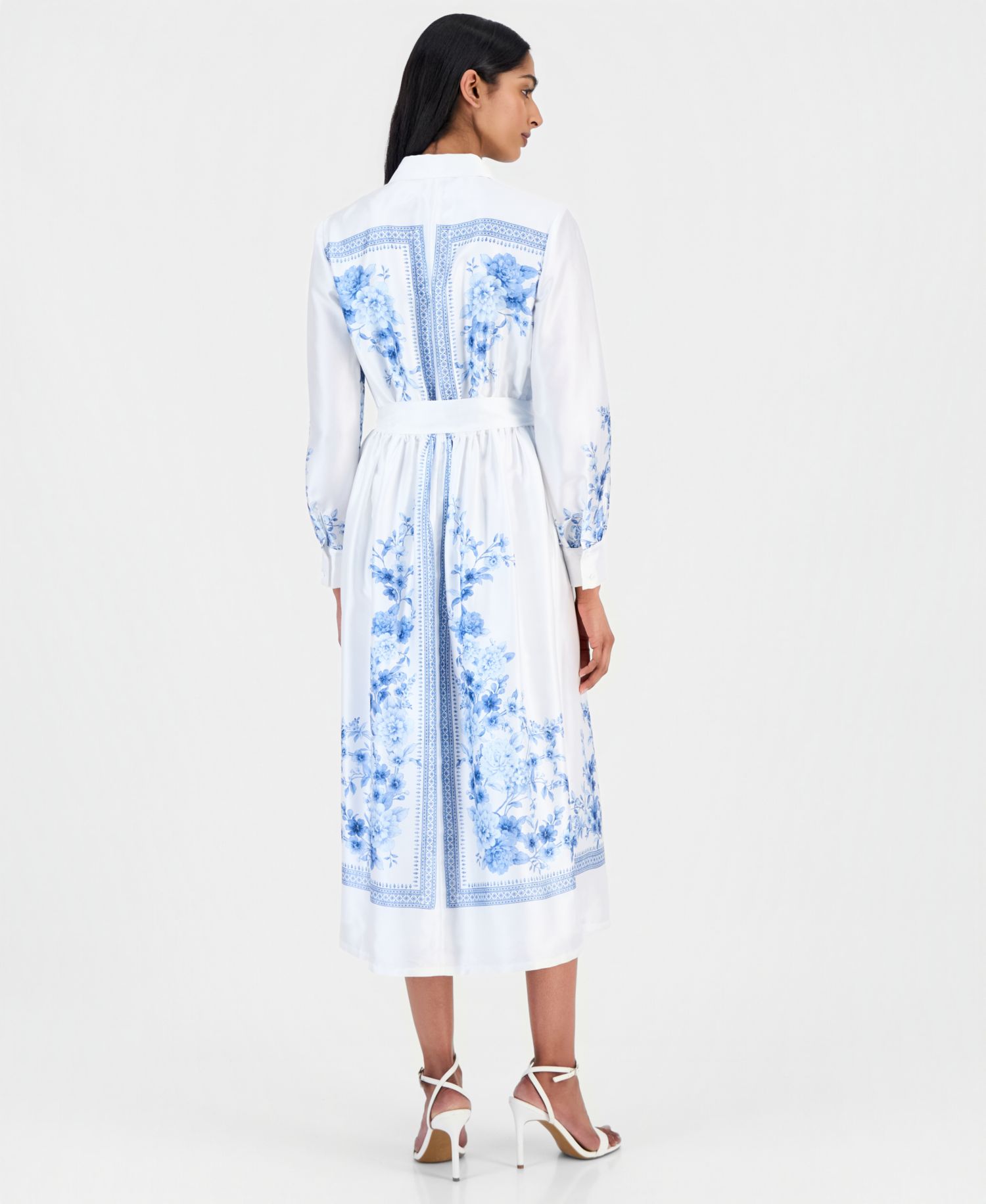 Petite Collared Neck Midi Shirt-Dress