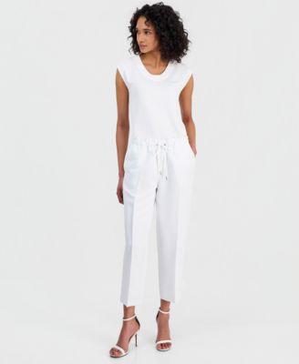 Petite Drawstring Linen-Blend Pants