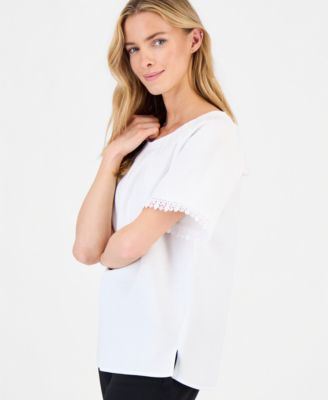 Petite Pleated Neck Top