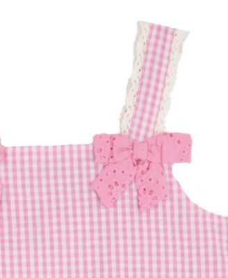 Girls' 2T-6X Gingham Top And Eyelet Shorts, 2-Piece Set