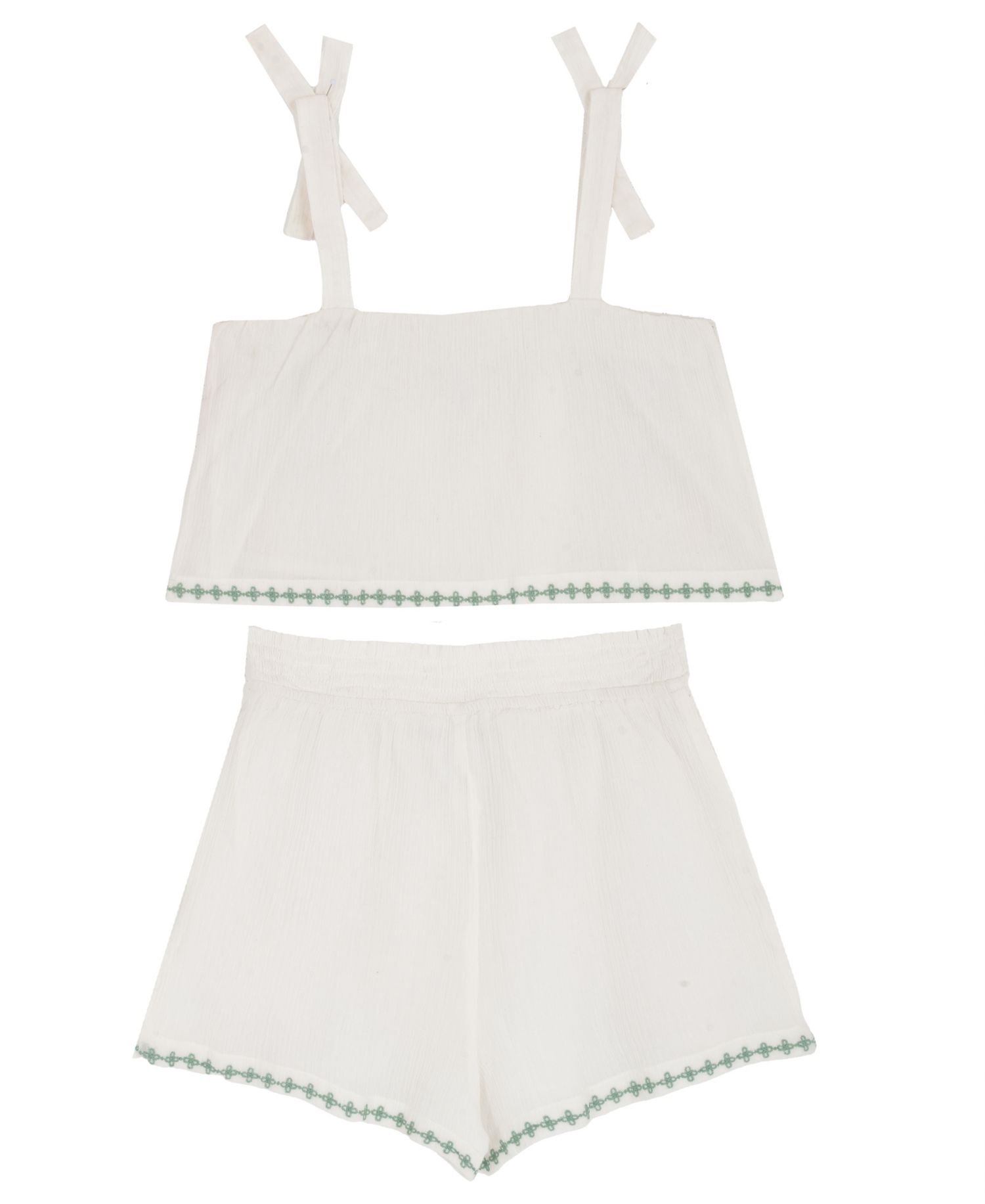 Girls' 7-16 Floral Embroidered Top and Shorts, 2-Piece Set