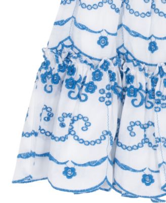 Girls' 4T-6X Embroidered Eyelet Smocked Dress