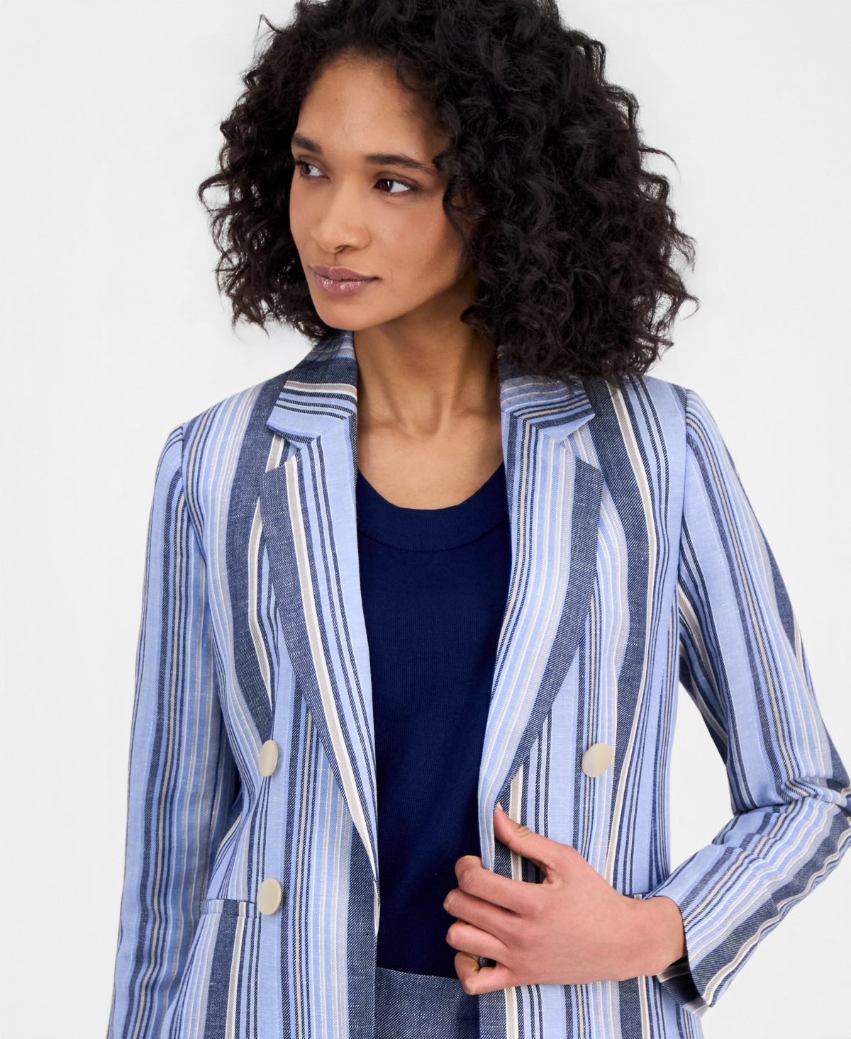 Anne Klein Women's Striped Open-Front Blazer