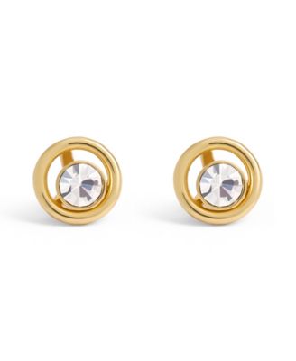 Faux Stone Halo Round Stud Earrings