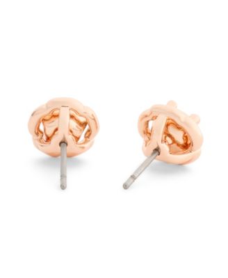 Faux Stone Halo Tea Rose Stud Earrings