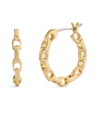 Rhodium Signature C Chain Hoop Earrings