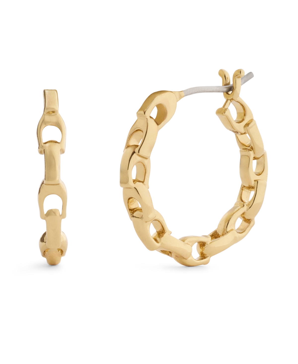 Coach Rhodium Signature C Chain Hoop Earrings