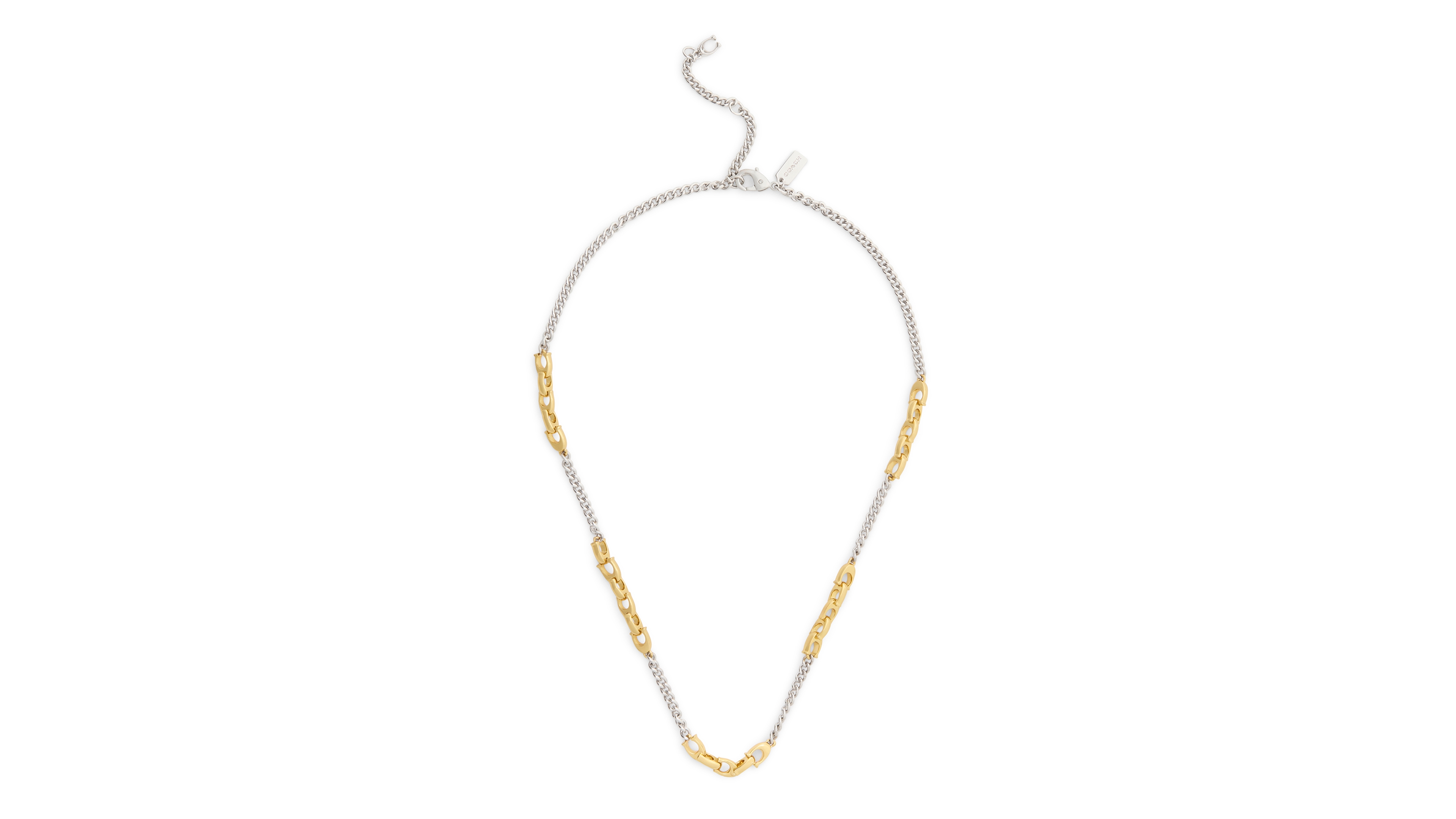 Coach Two-Tone Signature C Mixed Chain Necklace