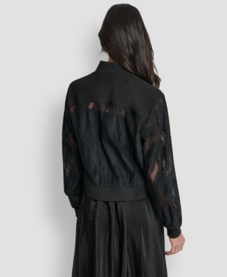 Women's Zip-Front Abstract Lace Zipper Front Jacket