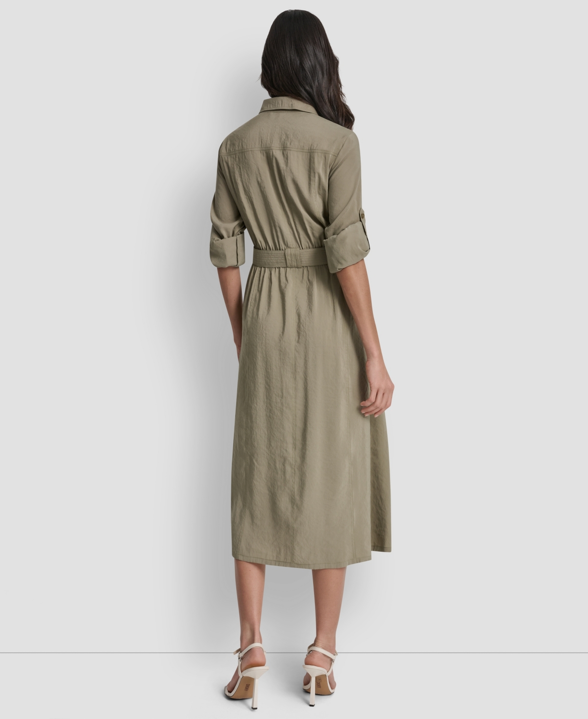 Dkny Women's Long-Sleeve Collared Roll Tab Fuji Cargo Dress