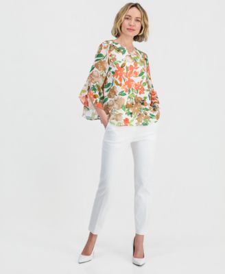 Petite Ruffle-Cuff 3/4-Sleeve Top