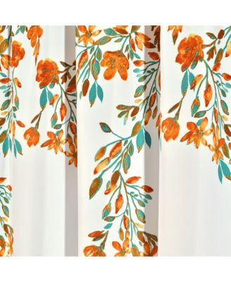Tanisha Light Filtering Window Curtain Panels Pair 52"W x 63"L Tangerine & Turquoise - Floral Curtains for Bedroom - Drapes