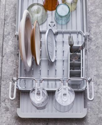 Extend Steel Plus 6.75" Expandable Dish Rack with Wine Glass Holder