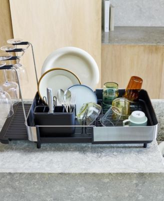 Extend Steel Plus 6.75" Expandable Dish Rack with Wine Glass Holder