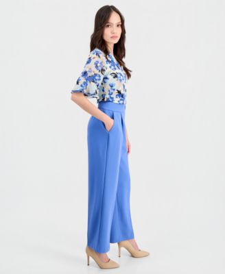Petite Ruffle-Cuff Top & Pleated Pull-On Pants
