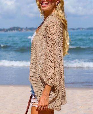 Women's Sandy Beach Khaki Cover-Up Kimono