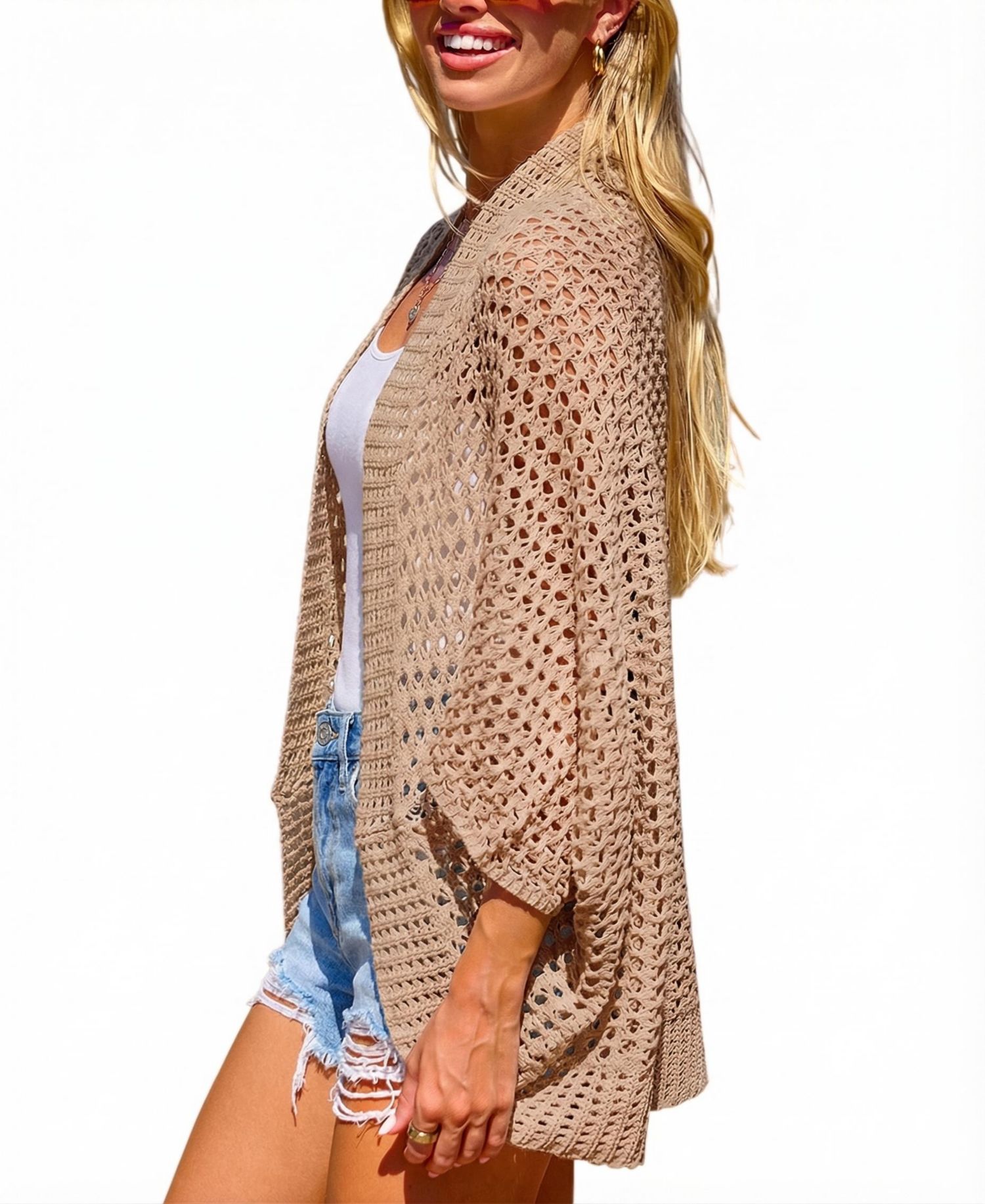 Women's Sandy Beach Khaki Cover-Up Kimono
