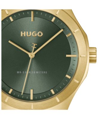 Men's Lit Quartz Ionic Plated Thin Gold Steel Watch, 42mm