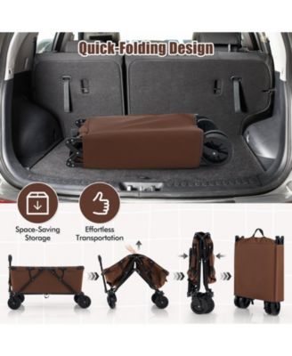 Collapsible Folding Wagon Cart with Adjustable Handlebar