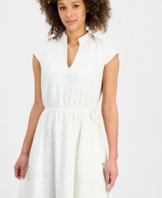 Women's Lace Drawstring-Waist Midi Dress