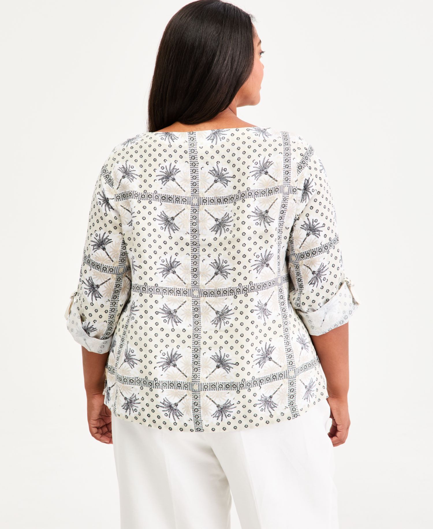 Plus Size 100% Linen D-Ring Top