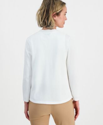 Women's Pointelle Open-Front Cardigan