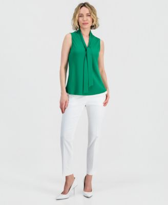 Women's Solid Sleeveless Tie-Neck Blouse