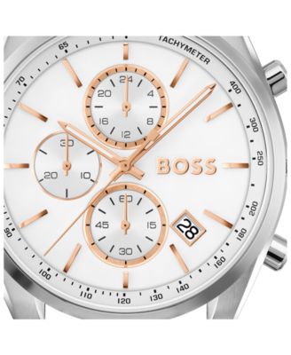 Men's Grand Prix 44 Quartz Chrono Brown Leather Watch, 44.5mm