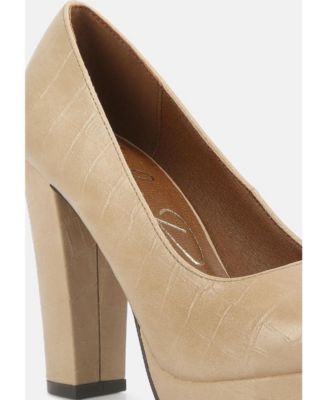 Womens Whitley Croc Texture High Block Heel Pumps