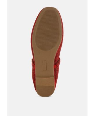 Womens Corphee Pearl Strapped Glitter Ballerinas