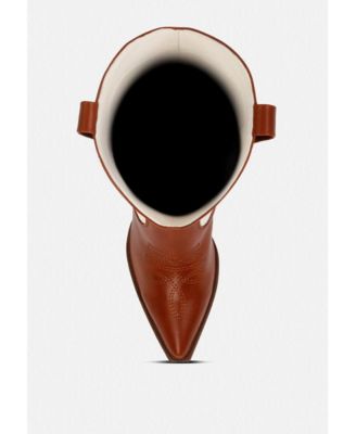 Womens Fallon Faux Leather Patchwork Cowboy Boots