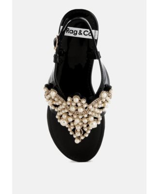 Womens Zalata Pearl Studded Flats