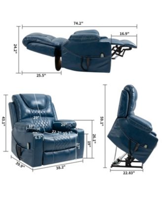 Leather Recliner Chair with 2 Cup Holder, Lounge Chair Power Lift Chair Relax Sofa Chair